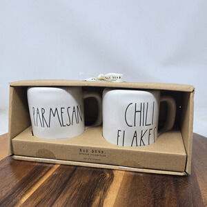 Rae Dunn Farmhouse Kitchen Decor Parmesan Chili Flakes Ceramic Shaker Set NIB